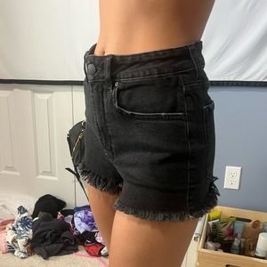 black jean shorts